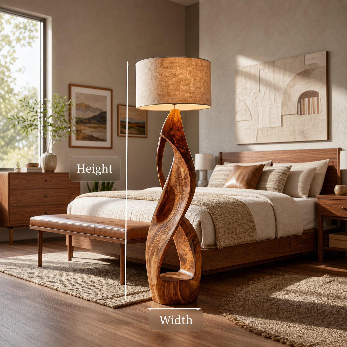 Modern Wooden Floor Lamp Twisted Body For Guest Room - product view 8