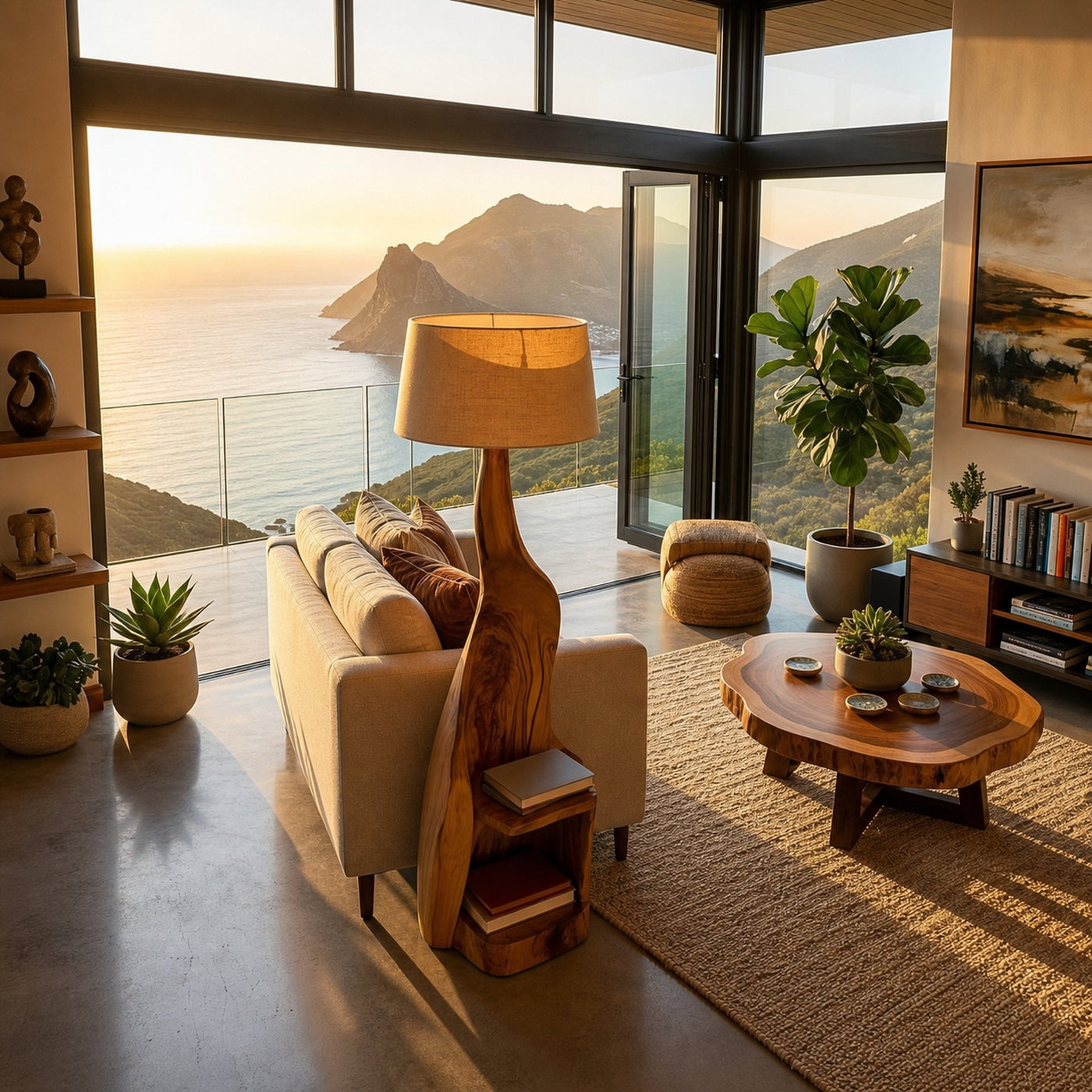 Modern Wooden Floor Lamp With Shelf For Reading Nook - product view 2