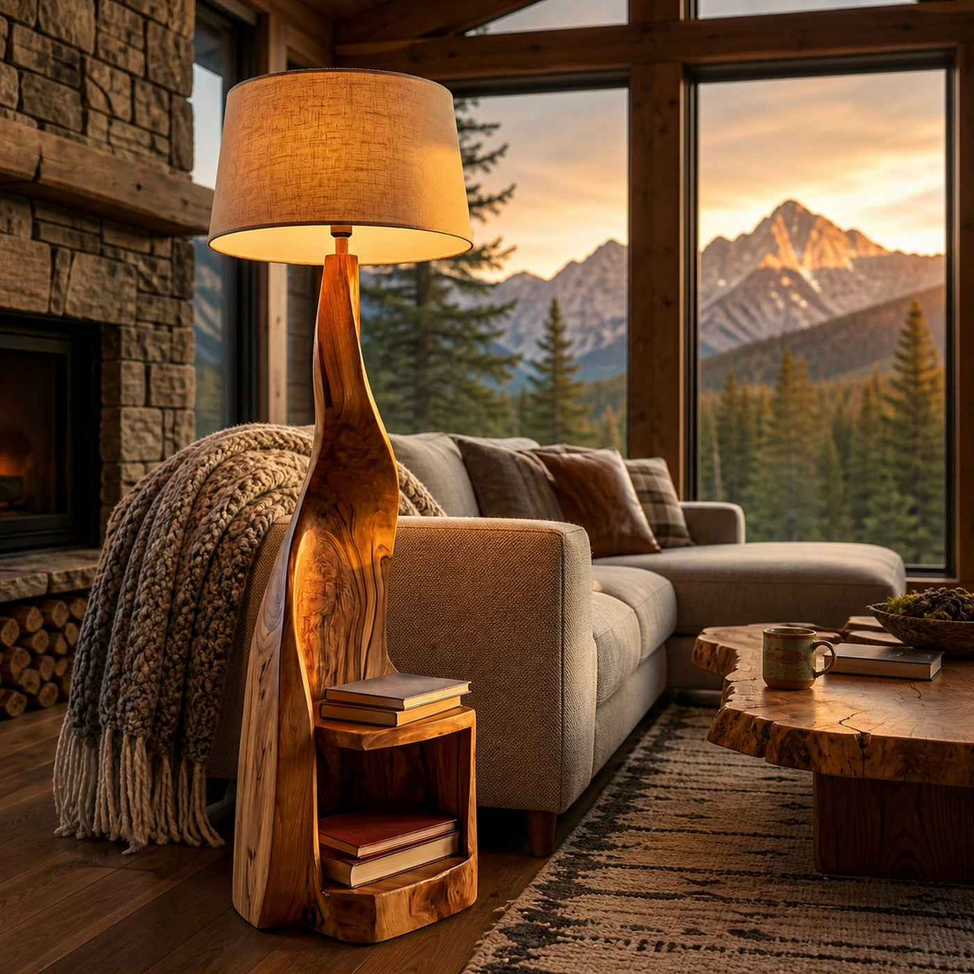 Modern Wooden Floor Lamp With Shelf For Reading Nook - product view 3