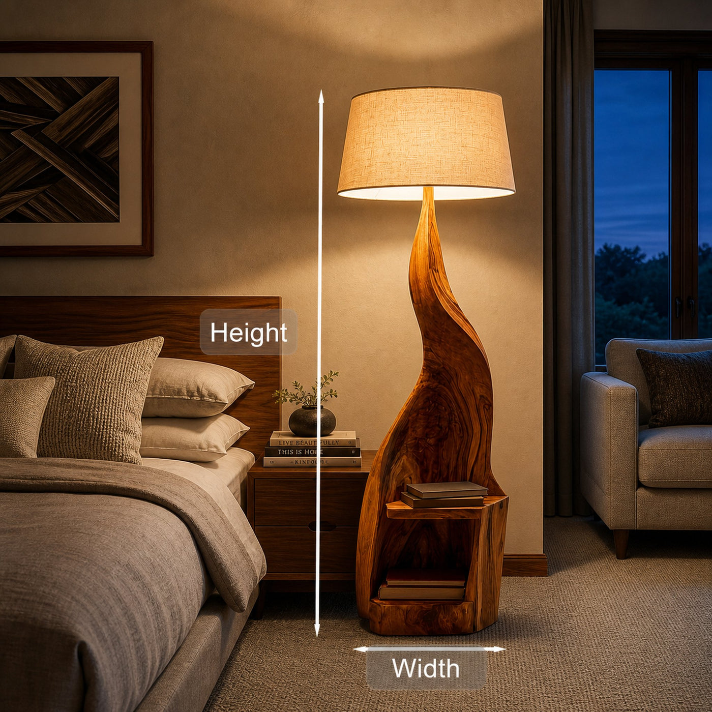 Modern Wooden Floor Lamp With Shelf For Reading Nook - product view 8