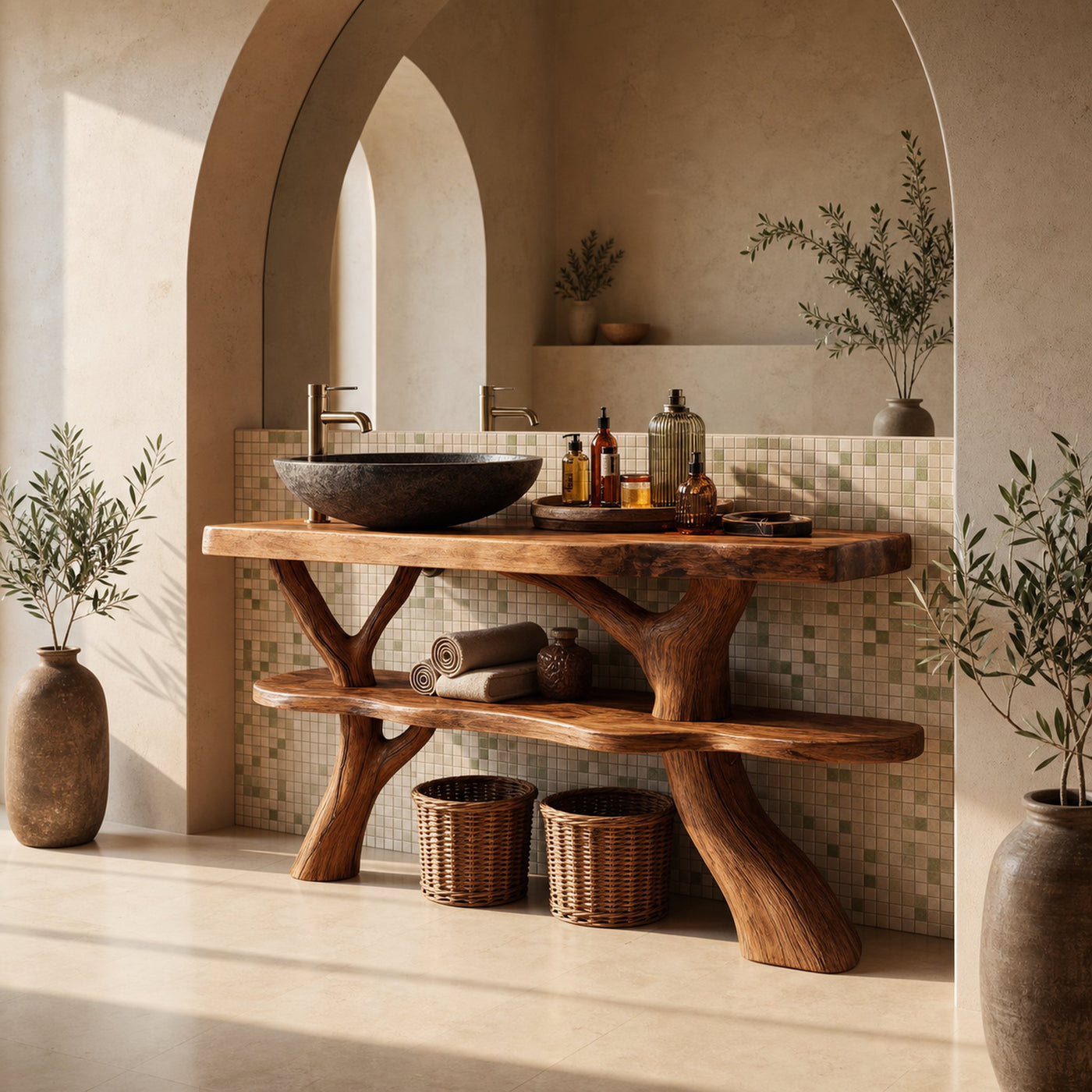 Modern Wooden Live Edge Bathroom Vanity For Elegant Bathroom Interior - product view 2