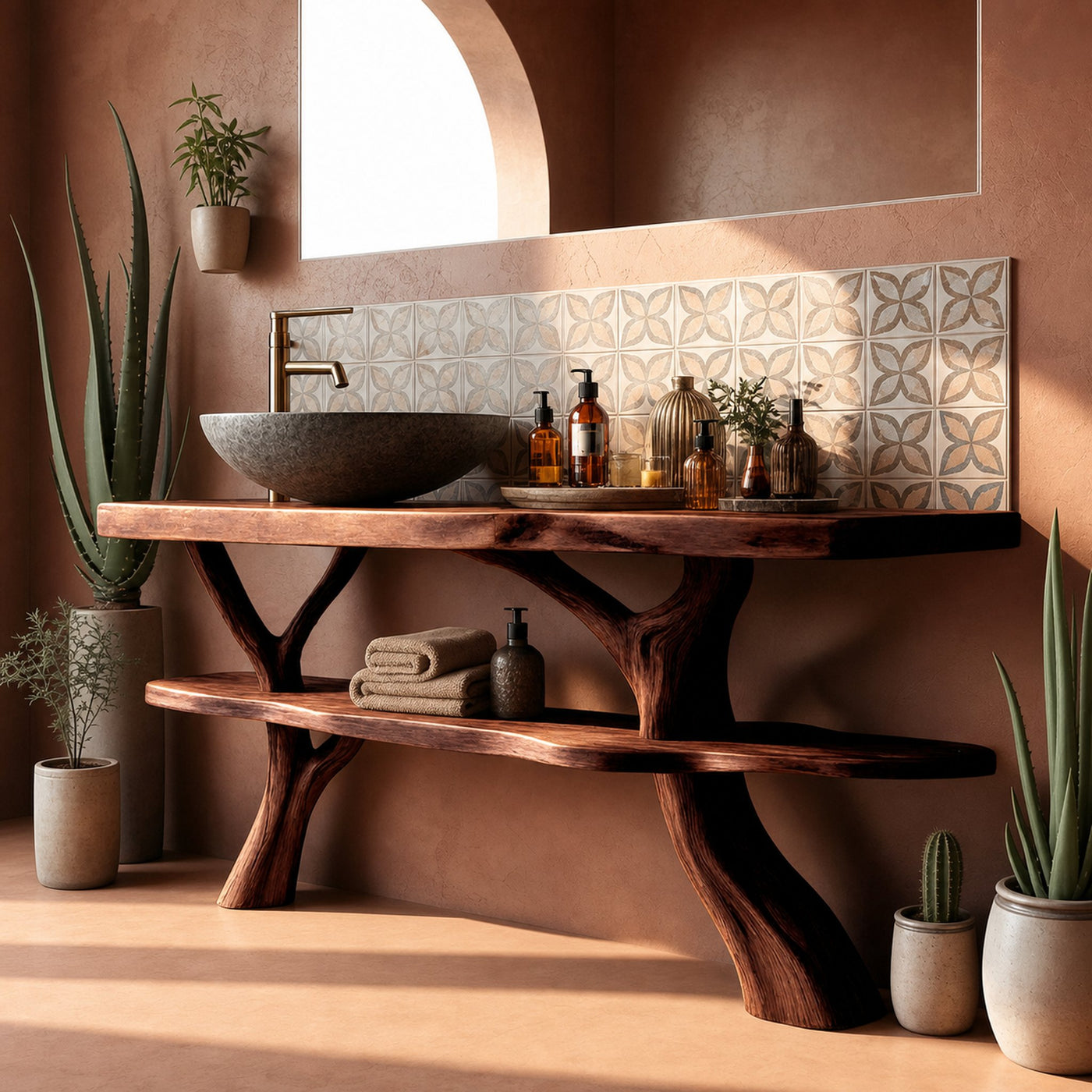 Modern Wooden Live Edge Bathroom Vanity For Elegant Bathroom Interior - product view 7