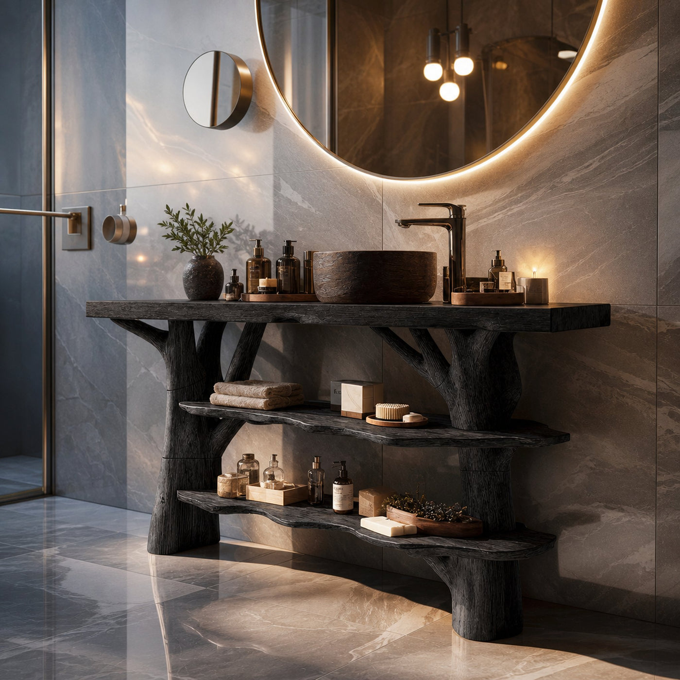Modern Wooden Live Edge Bathroom Vanity For Luxury Bathroom Furniture - product view 4