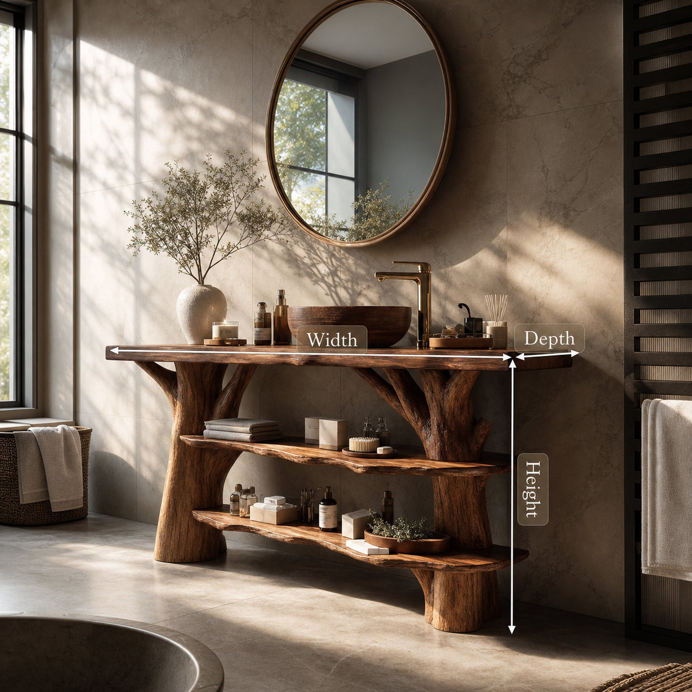 Modern Wooden Live Edge Bathroom Vanity For Luxury Bathroom Furniture - product view 8