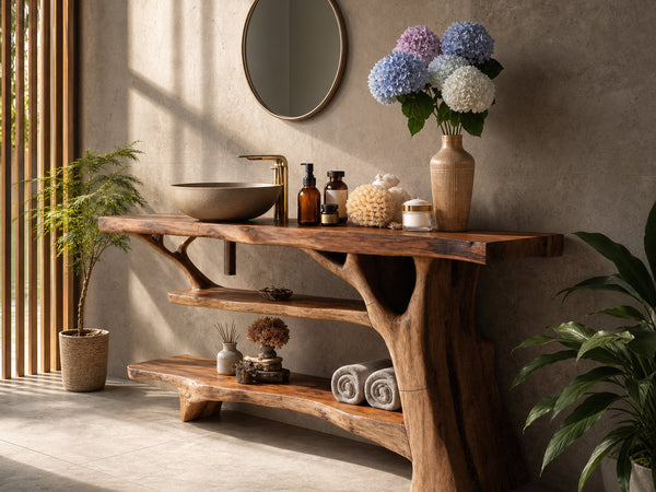 Modern Wooden Live Edge Bathroom Vanity For Stylish Bathroom Design