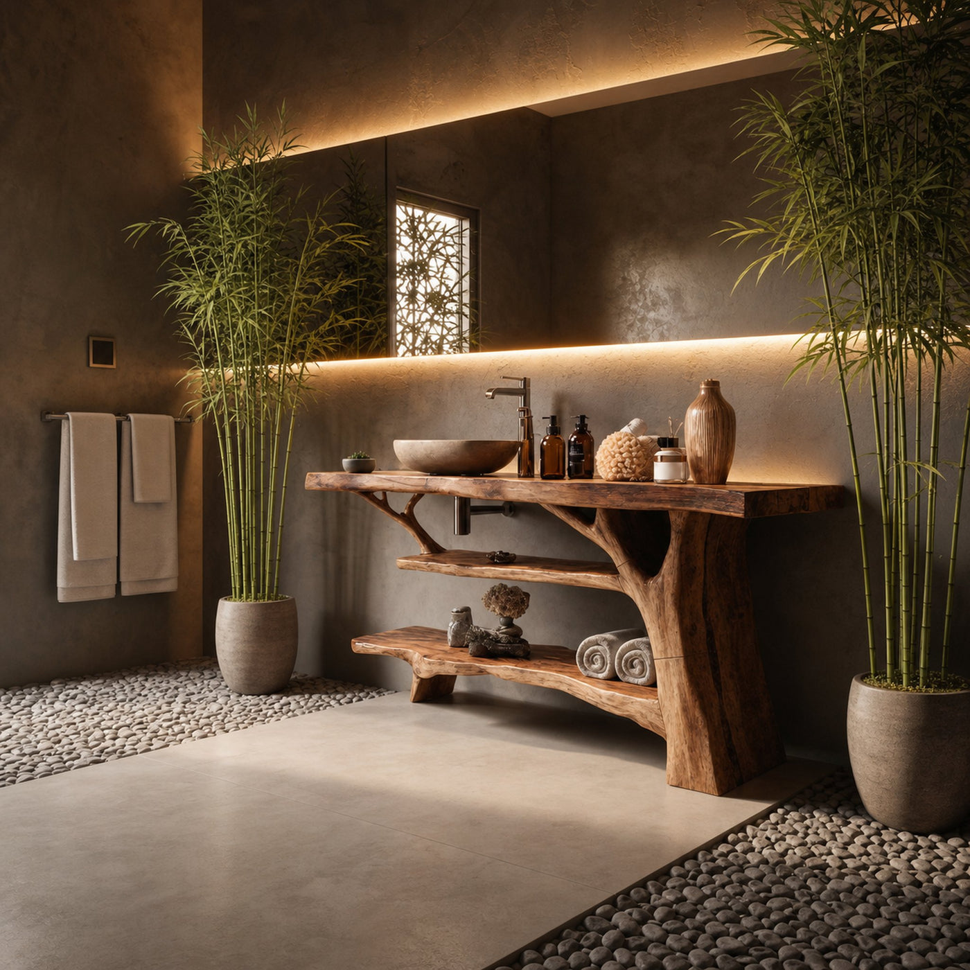 Modern Wooden Live Edge Bathroom Vanity For Stylish Bathroom Design - product view 2