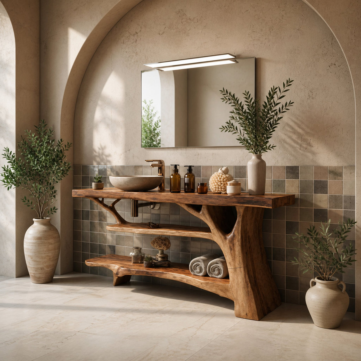 Modern Wooden Live Edge Bathroom Vanity For Stylish Bathroom Design - product view 3