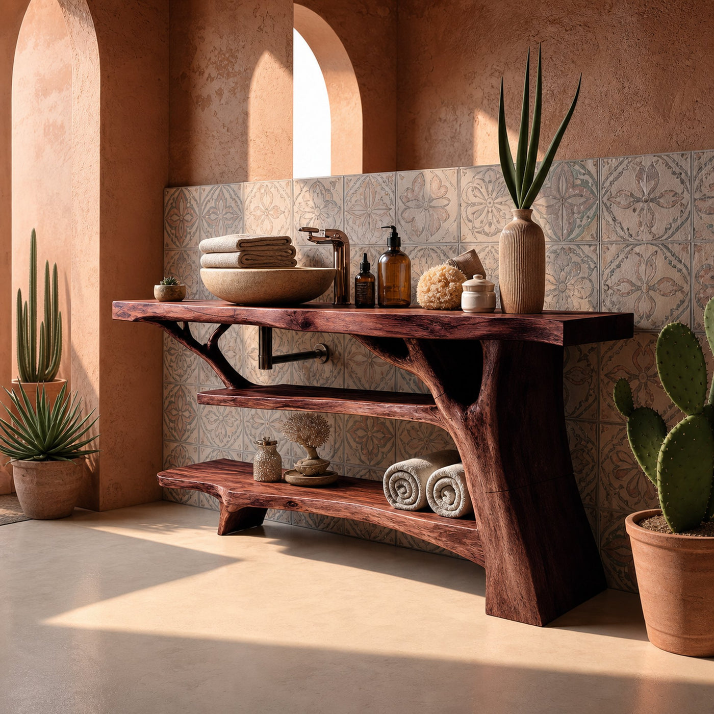 Modern Wooden Live Edge Bathroom Vanity For Stylish Bathroom Design - product view 7