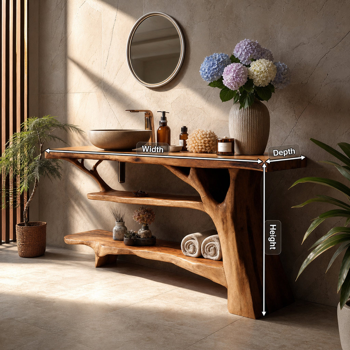 Modern Wooden Live Edge Bathroom Vanity For Stylish Bathroom Design - product view 8