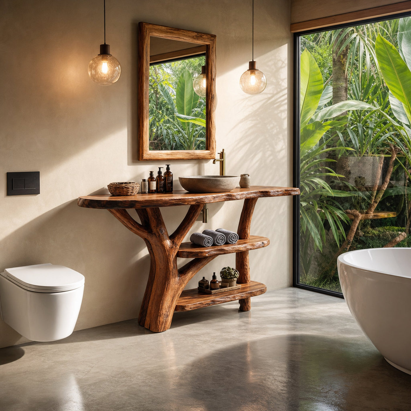 Modern Wooden Live Edge Bathroom Vanity For Stylish Furniture Design - product view 2