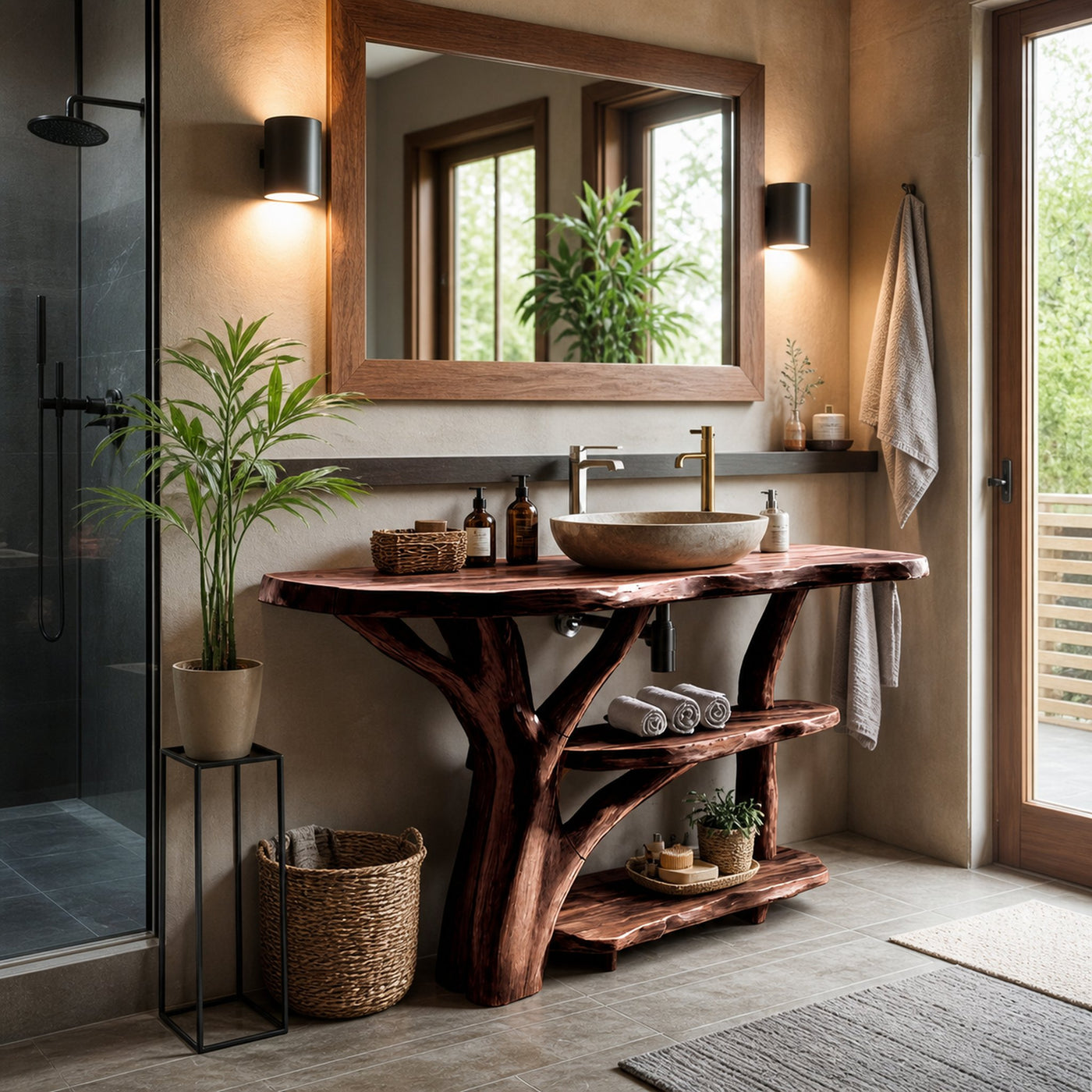Modern Wooden Live Edge Bathroom Vanity For Stylish Furniture Design - product view 3