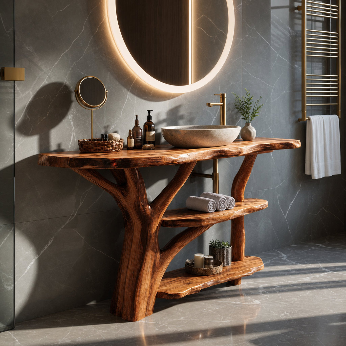 Modern Wooden Live Edge Bathroom Vanity For Stylish Furniture Design - product view 6