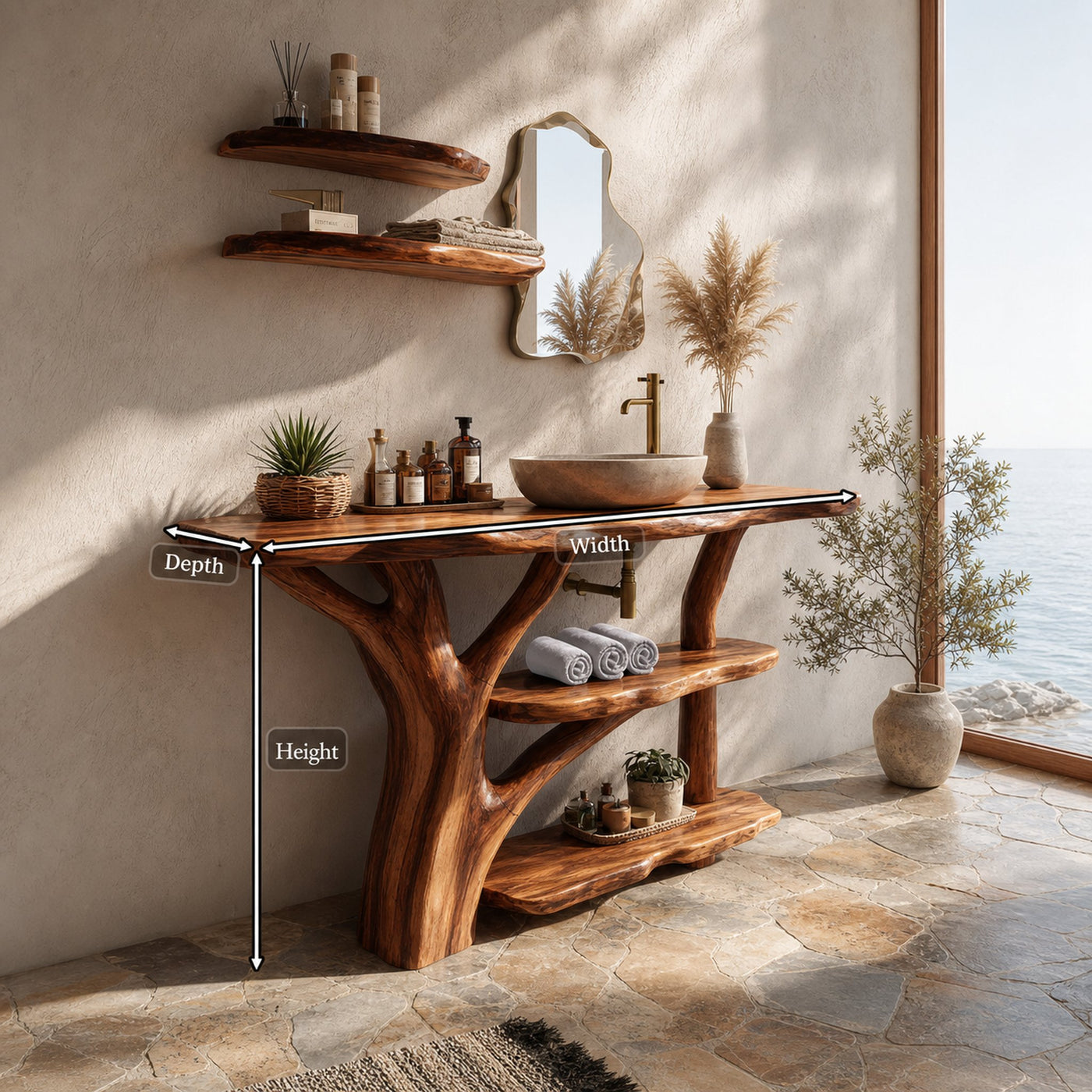 Modern Wooden Live Edge Bathroom Vanity For Stylish Furniture Design - product view 8