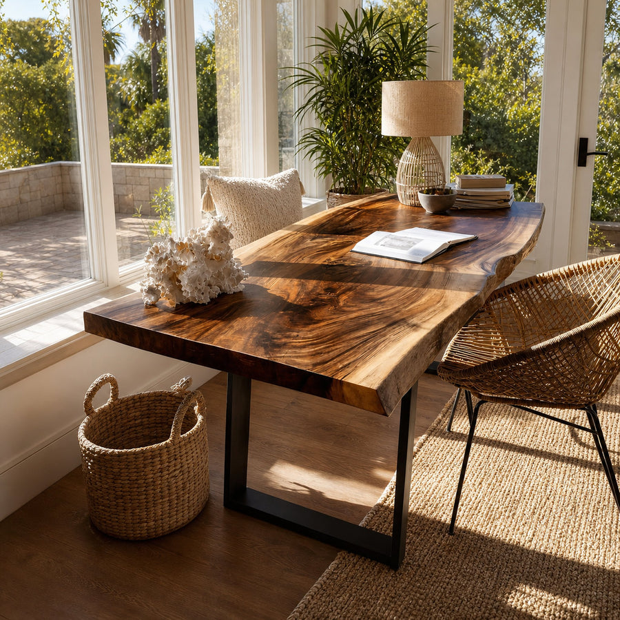 Modern Wooden Live Edge Desk For Bedroom Design