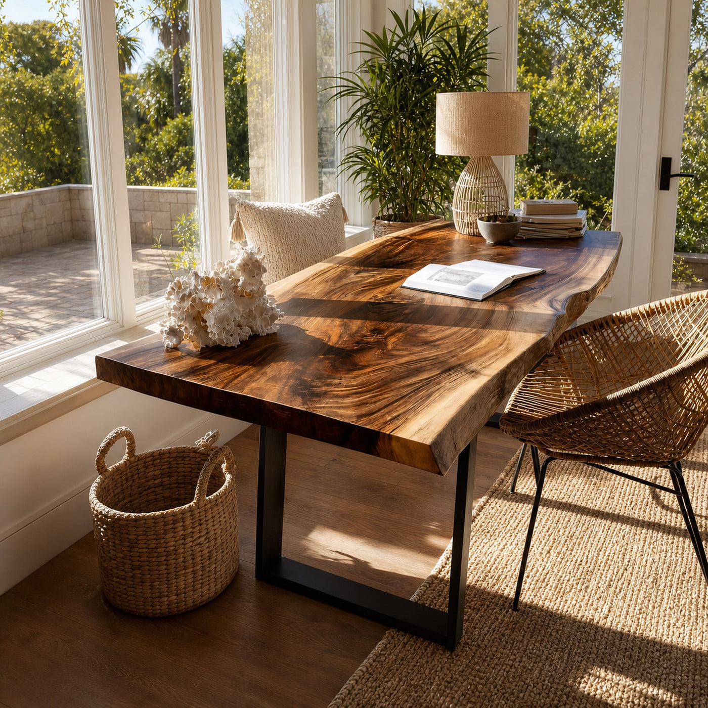 Modern Wooden Live Edge Desk For Bedroom Design