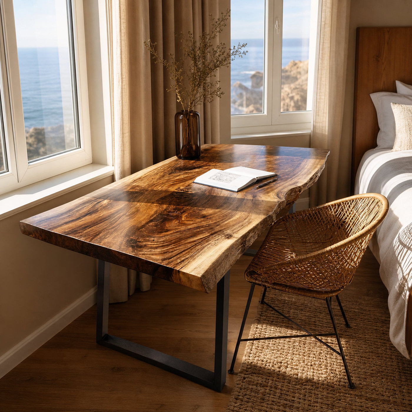 Modern Wooden Live Edge Desk For Bedroom Design - product view 2