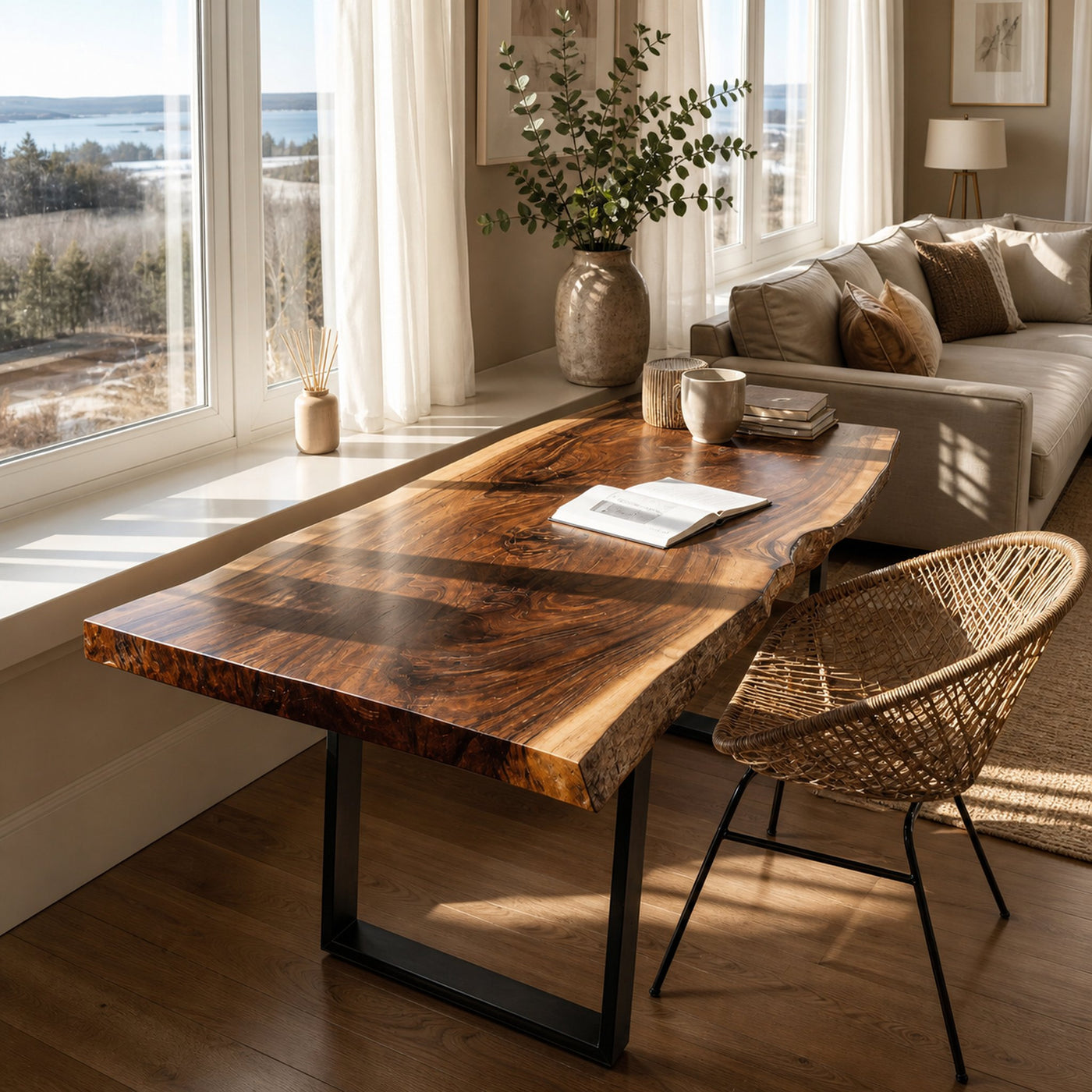 Modern Wooden Live Edge Desk For Bedroom Design - product view 3