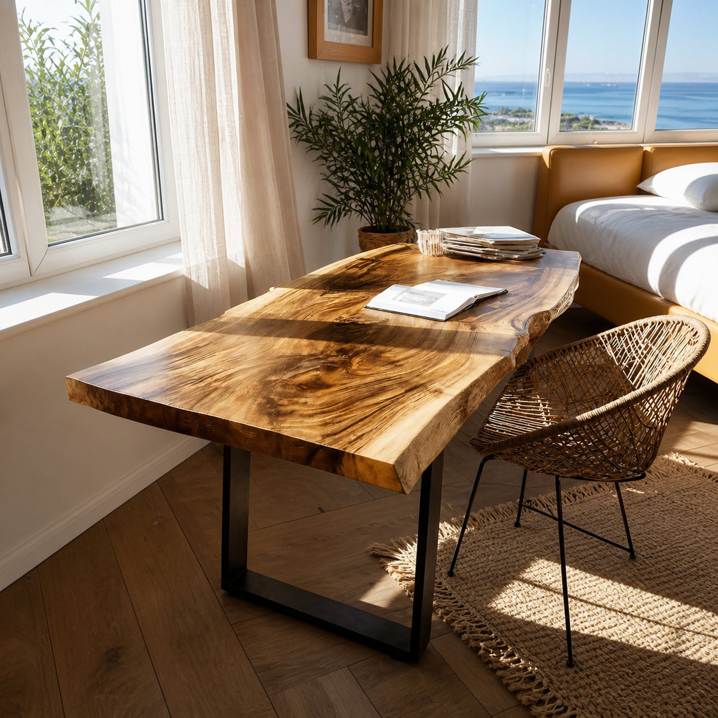 Modern Wooden Live Edge Desk For Bedroom Design - product view 5