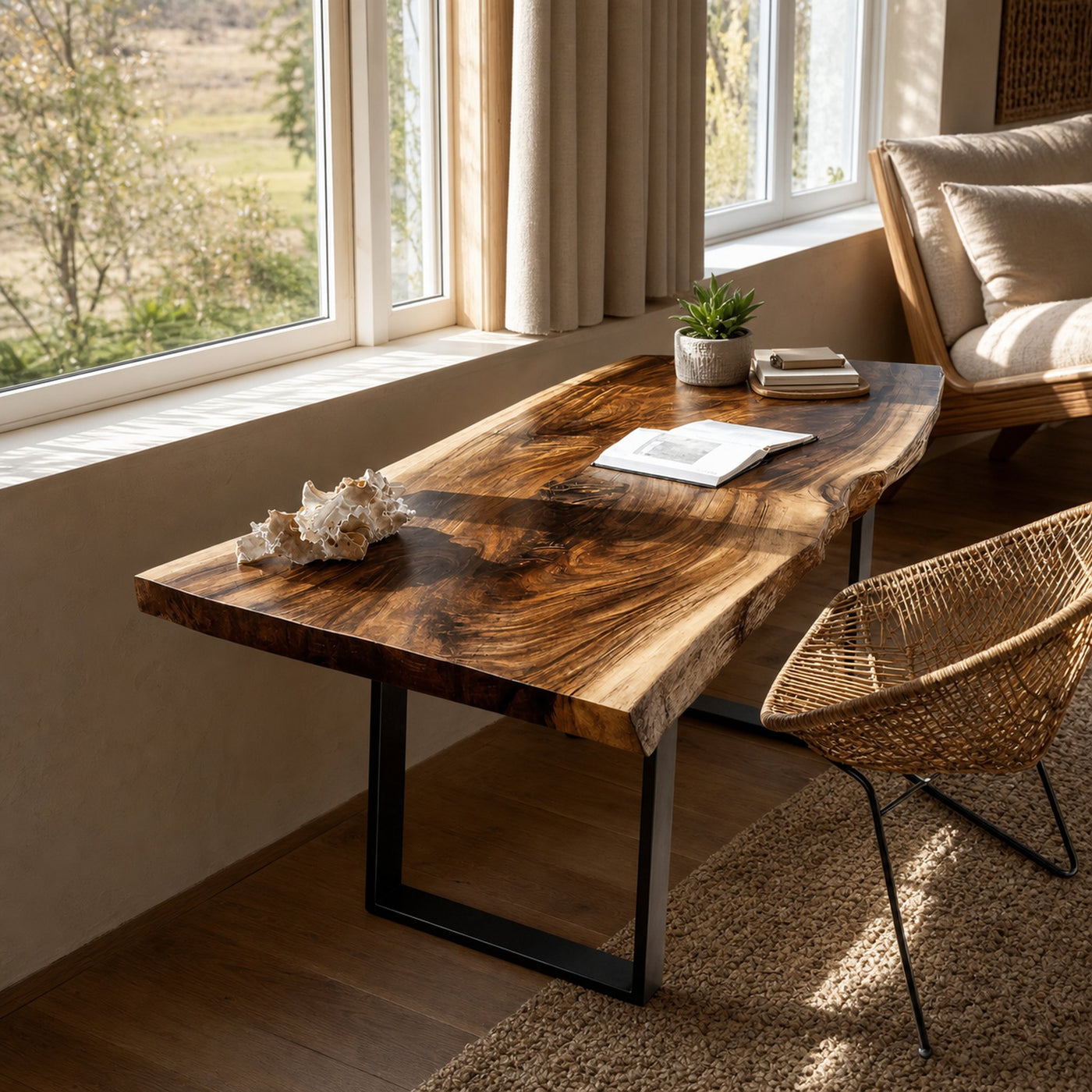 Modern Wooden Live Edge Desk For Bedroom Design - product view 6