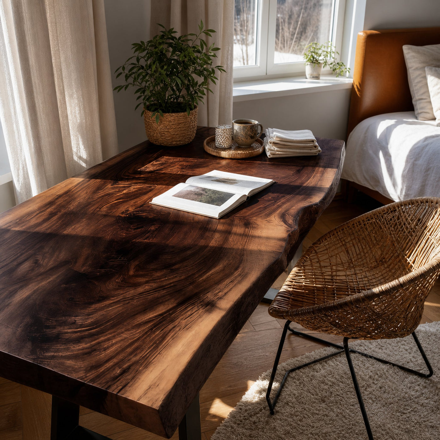 Modern Wooden Live Edge Desk For Bedroom Design - product view 7