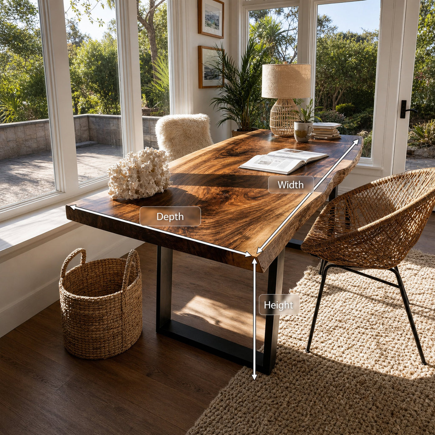 Modern Wooden Live Edge Desk For Bedroom Design - product view 8