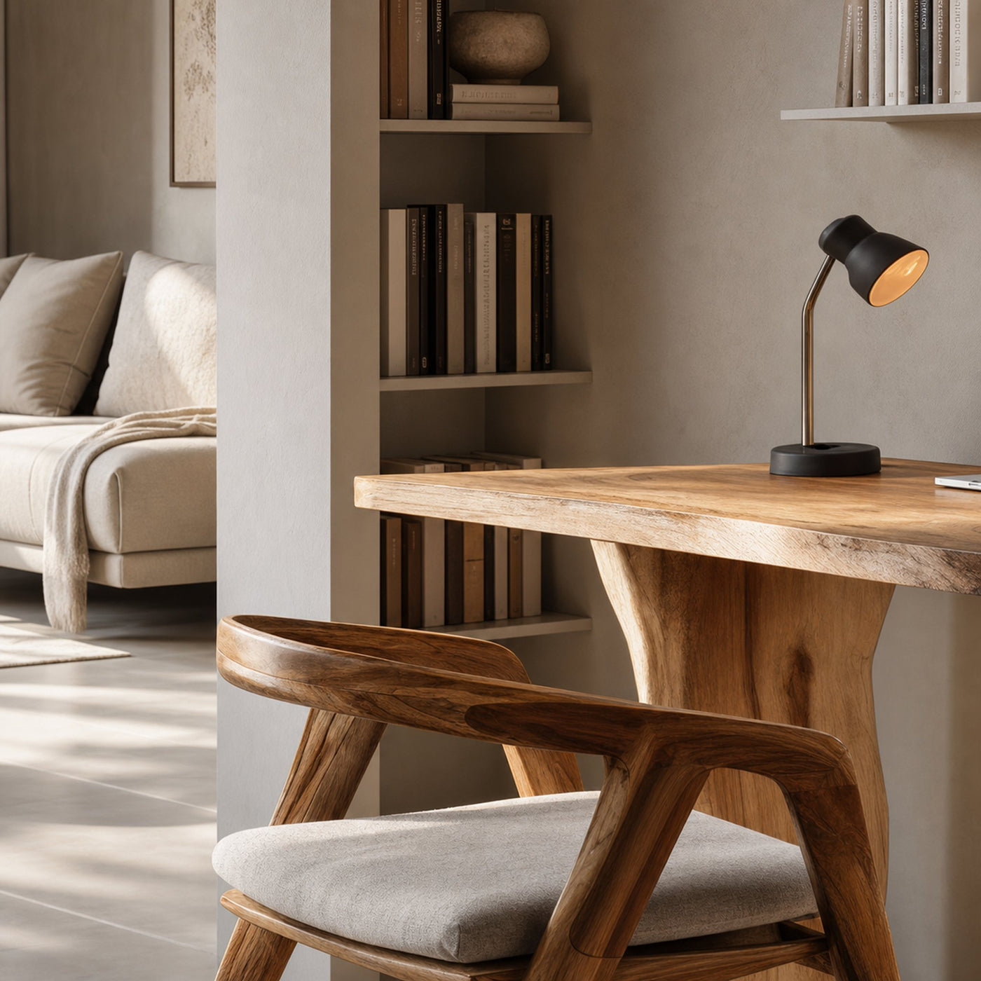 Modern Wooden Live Edge Desk For Small Home Office Setup - product view 3