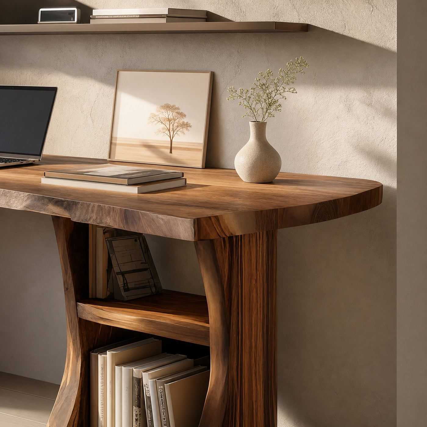 Modern Wooden Live Edge Desk For Small Home Office Setup - product view 4
