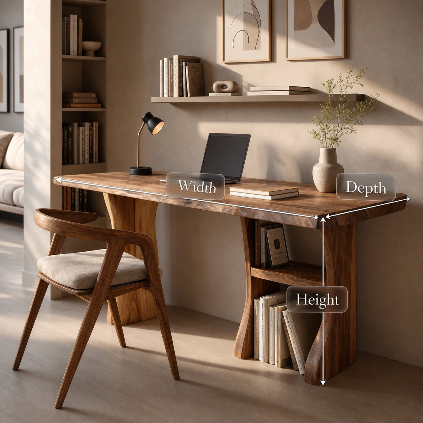Modern Wooden Live Edge Desk For Small Home Office Setup - product view 7