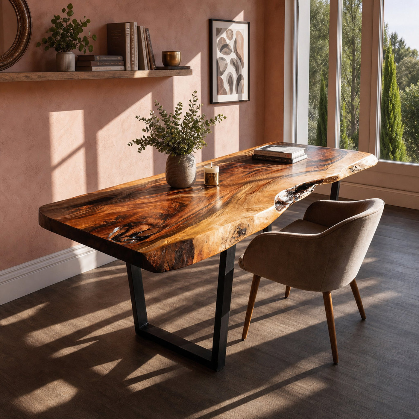Modern Wooden Live Edge Desk For Small Spaces