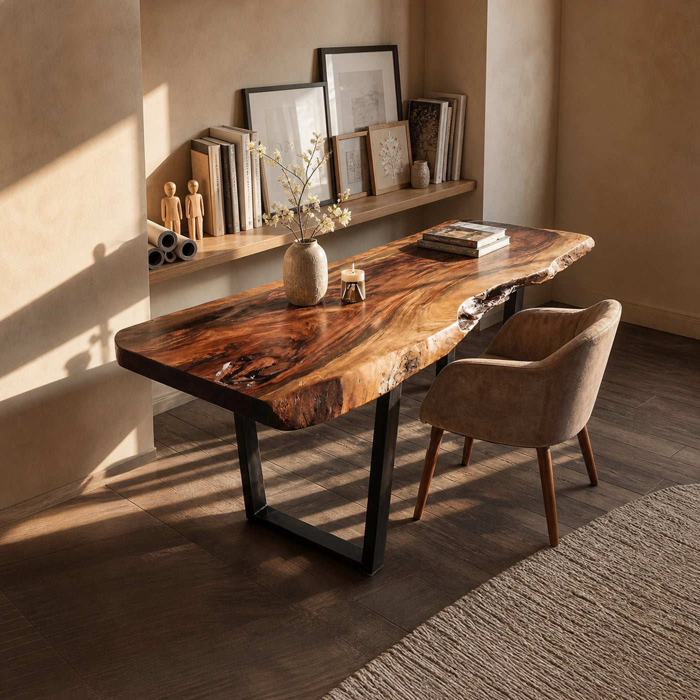 Modern Wooden Live Edge Desk For Small Spaces - product view 3