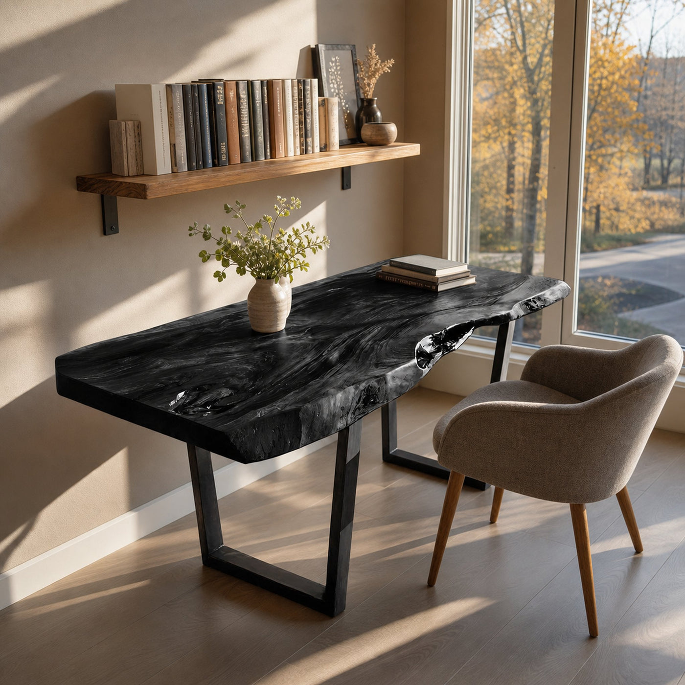 Modern Wooden Live Edge Desk For Small Spaces - product view 4