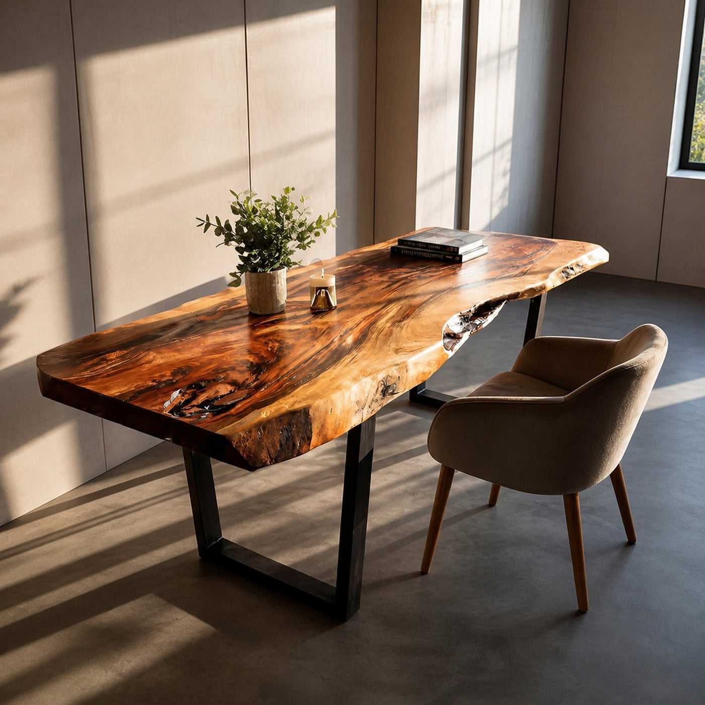 Modern Wooden Live Edge Desk For Small Spaces - product view 6
