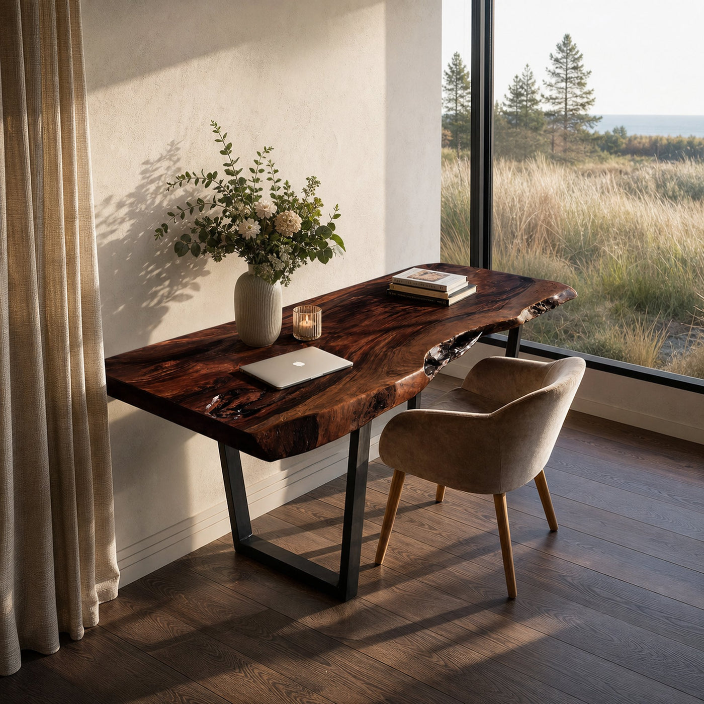 Modern Wooden Live Edge Desk For Small Spaces - product view 7