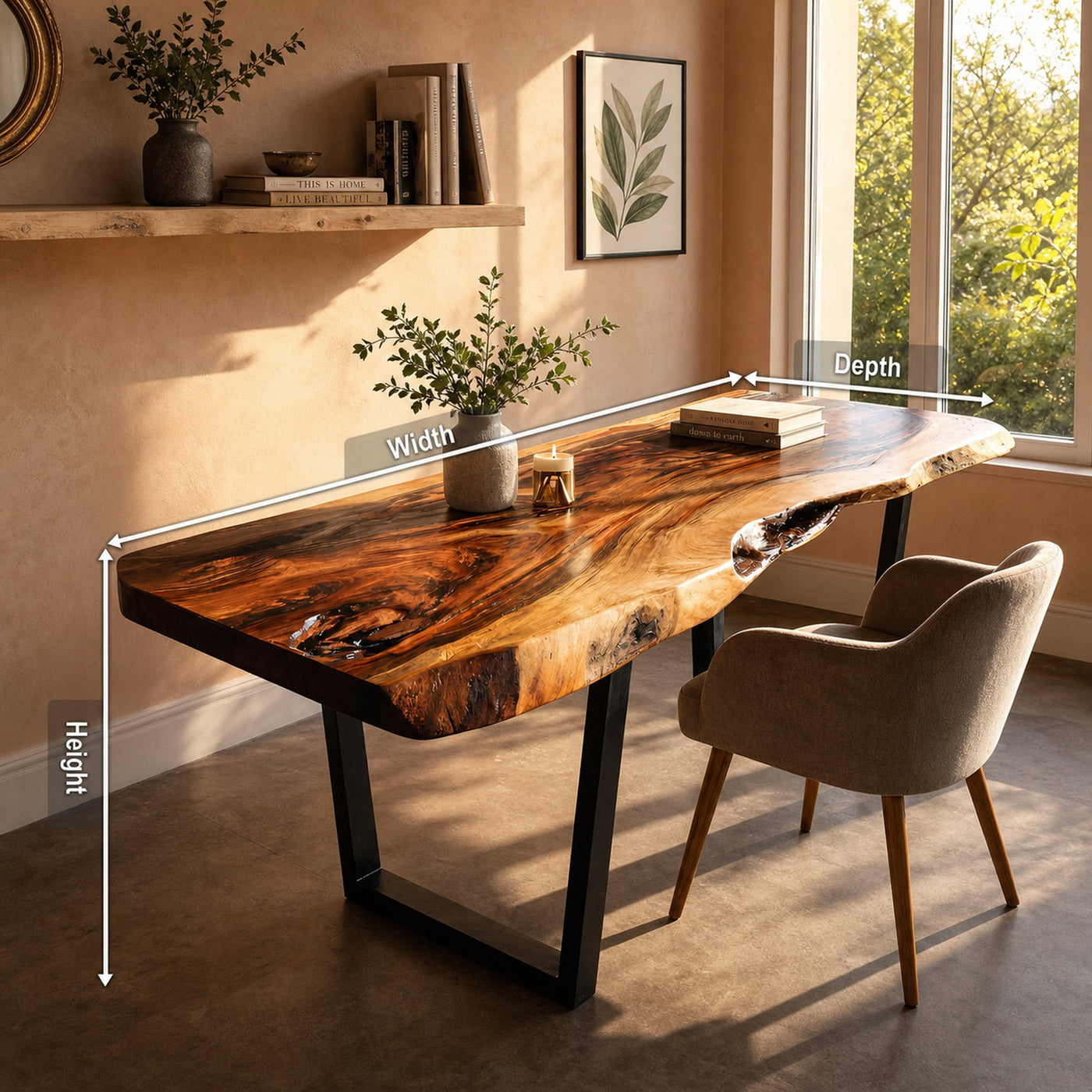 Modern Wooden Live Edge Desk For Small Spaces - product view 8