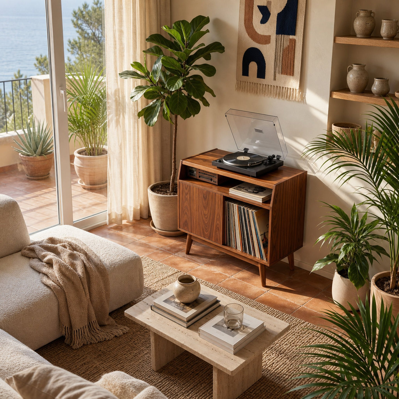 Modern Wooden Record Player Stand For Living Room Furniture - product view 3