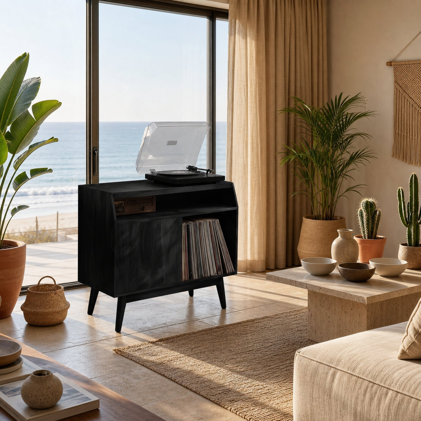 Modern Wooden Record Player Stand For Living Room Furniture - product view 4