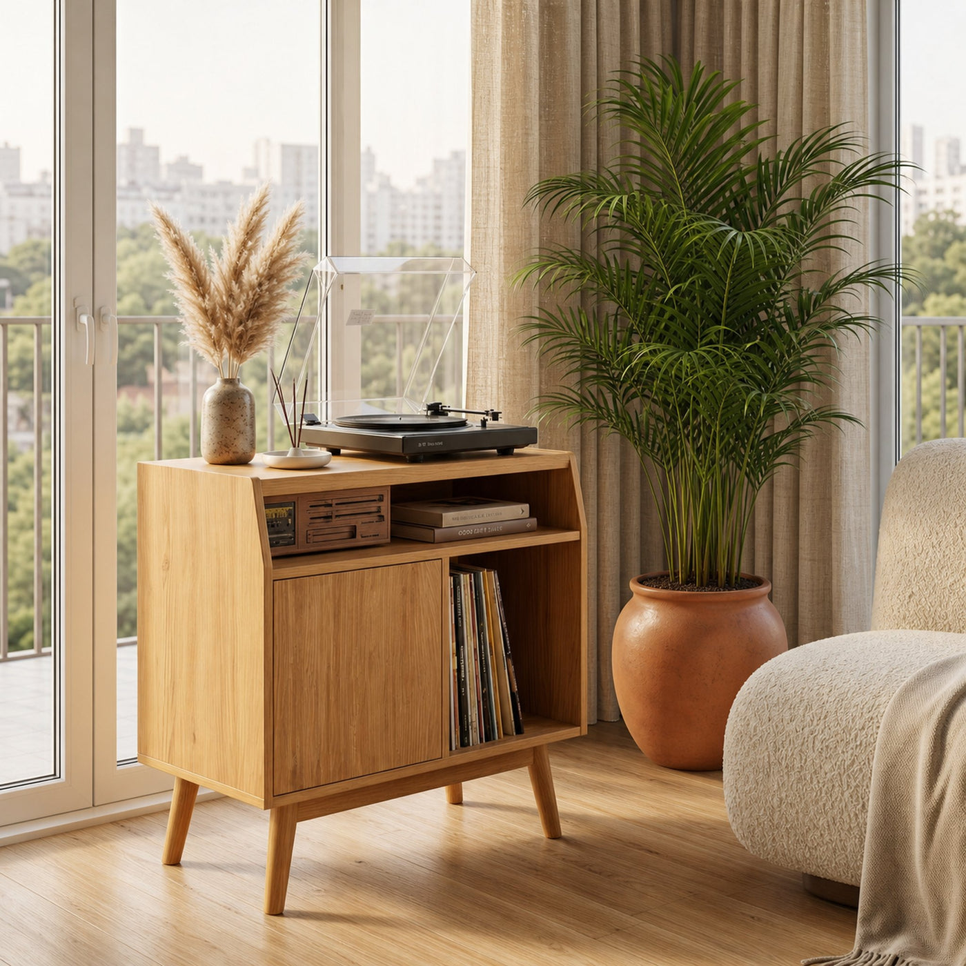 Modern Wooden Record Player Stand For Living Room Furniture - product view 5