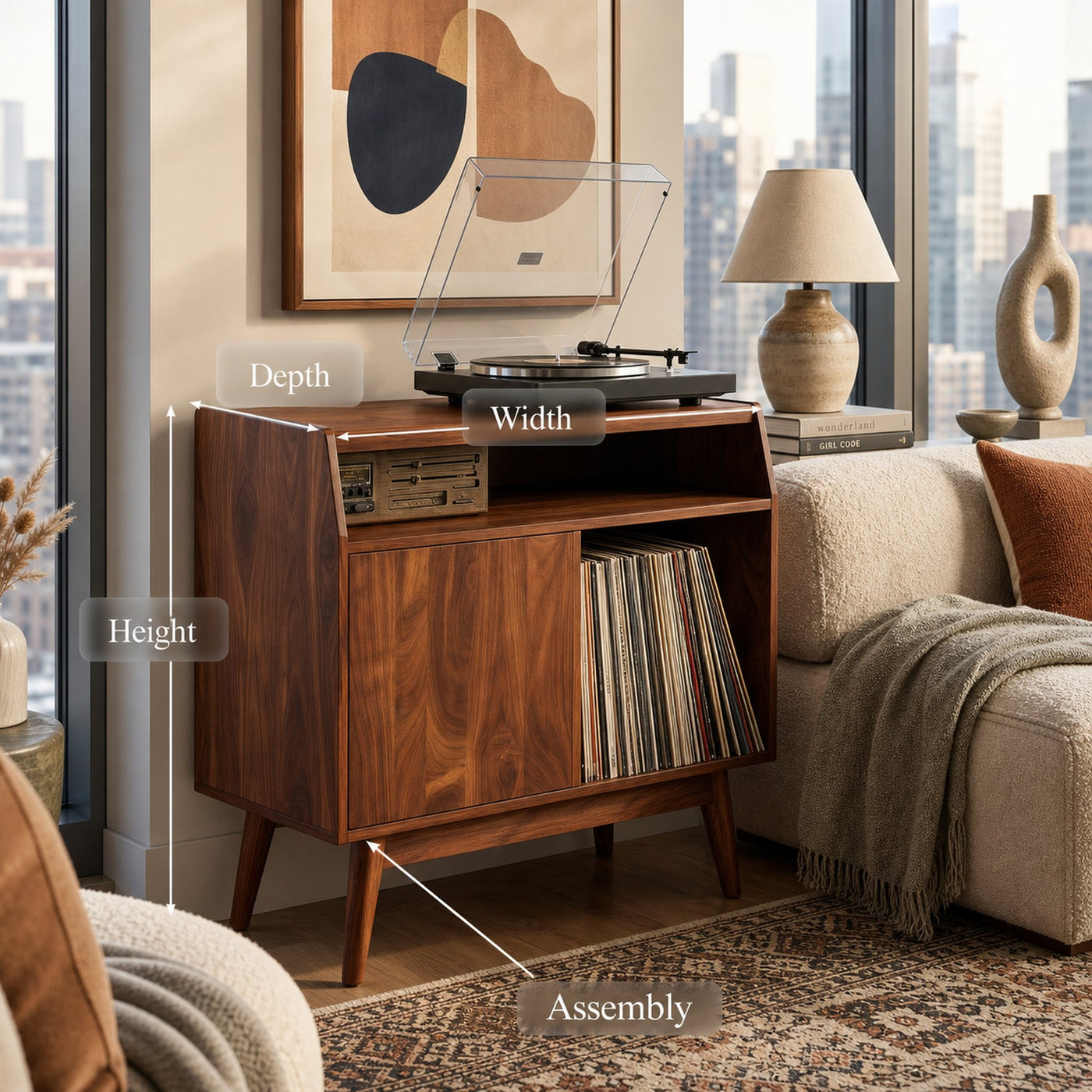 Modern Wooden Record Player Stand For Living Room Furniture - product view 8