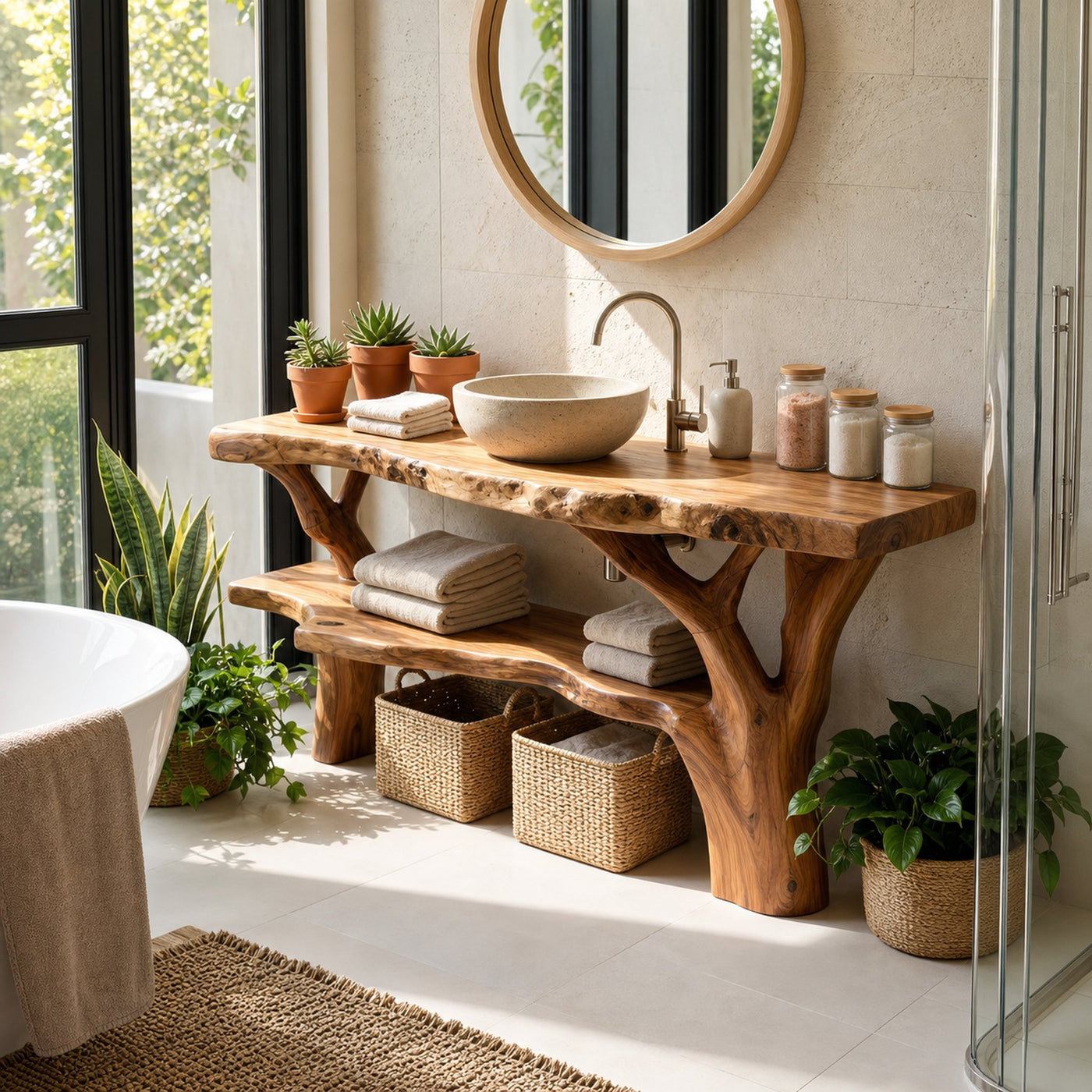 Modern Wooden Vanity For Apartment Bathroom Layout - product view 2