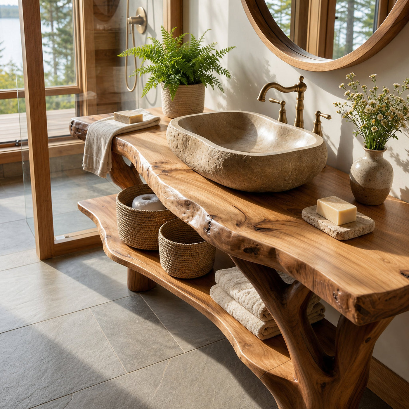 Modern Wooden Vanity For Apartment Bathroom Layout - product view 3