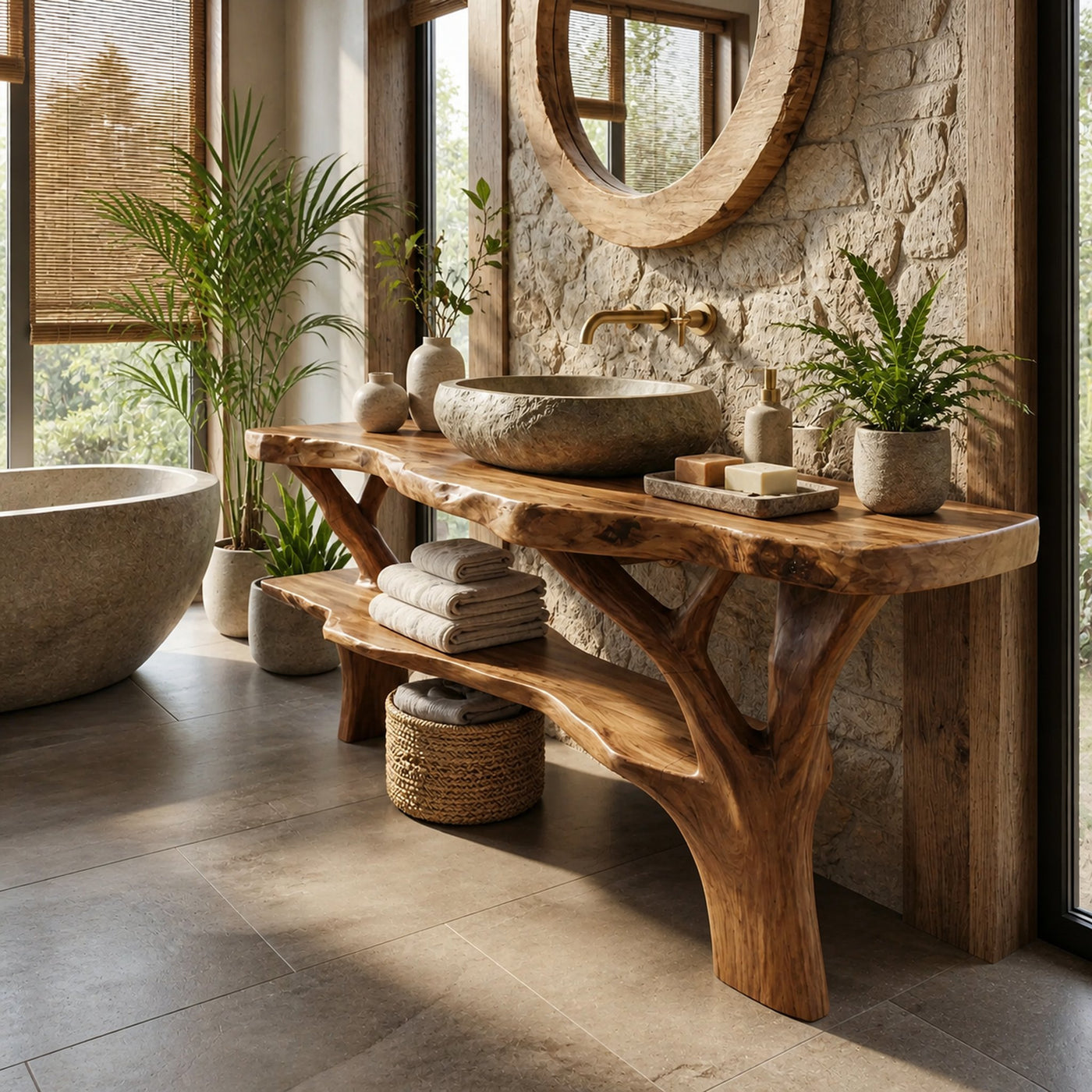 Modern Wooden Vanity For Apartment Bathroom Layout - product view 4