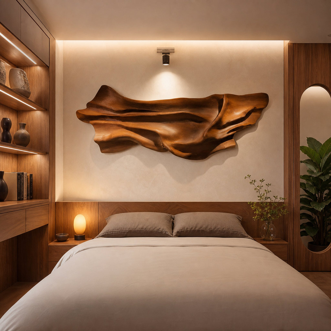 Modern Wooden Wall Sculpture For Bedroom Living Room Decor - product view 2