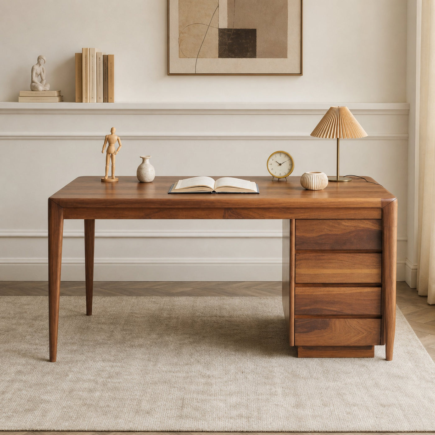 Modern Writing Desk With Drawers For Home Office