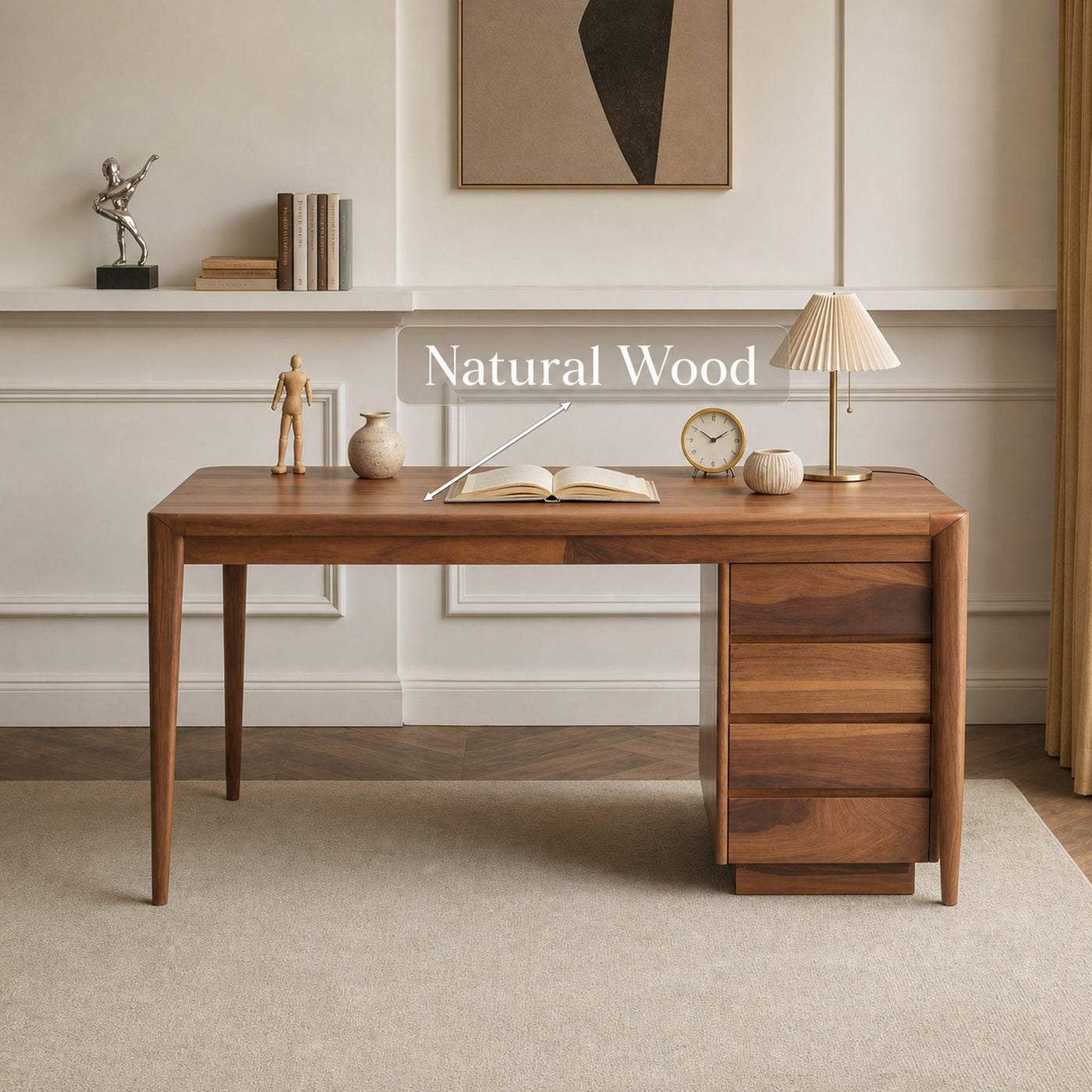 Modern Writing Desk With Drawers For Home Office - product view 5