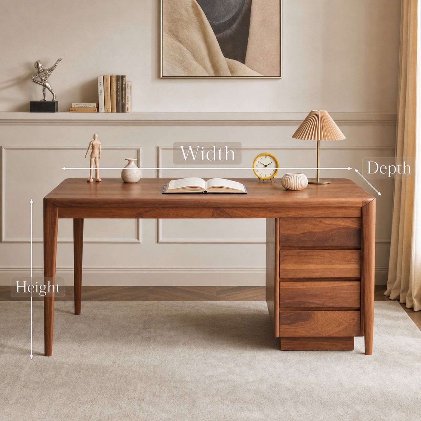 Modern Writing Desk With Drawers For Home Office - product view 7