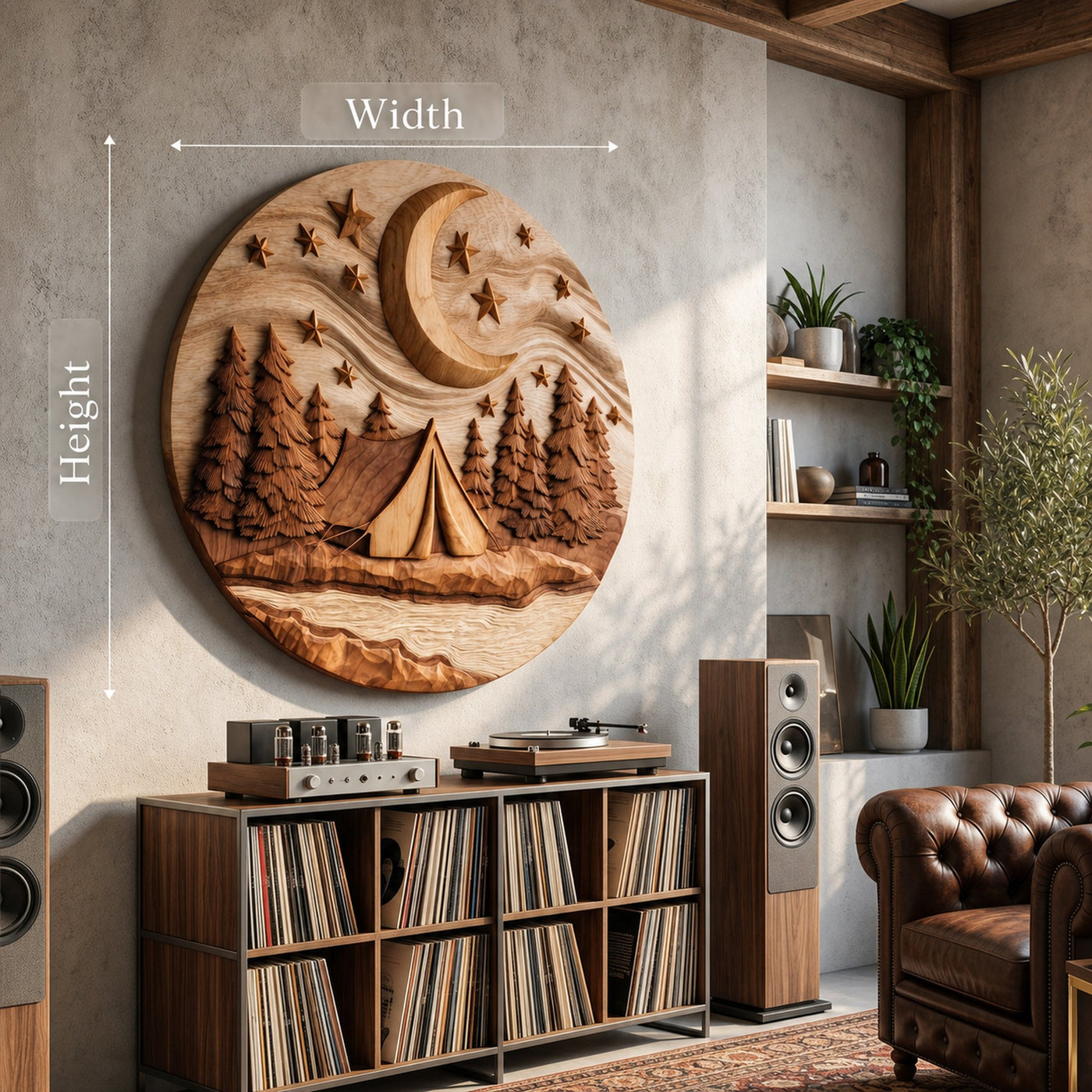 Moonlit Forest Wood Wall Sculpture For Rustic Music Room Decoration - product view 5