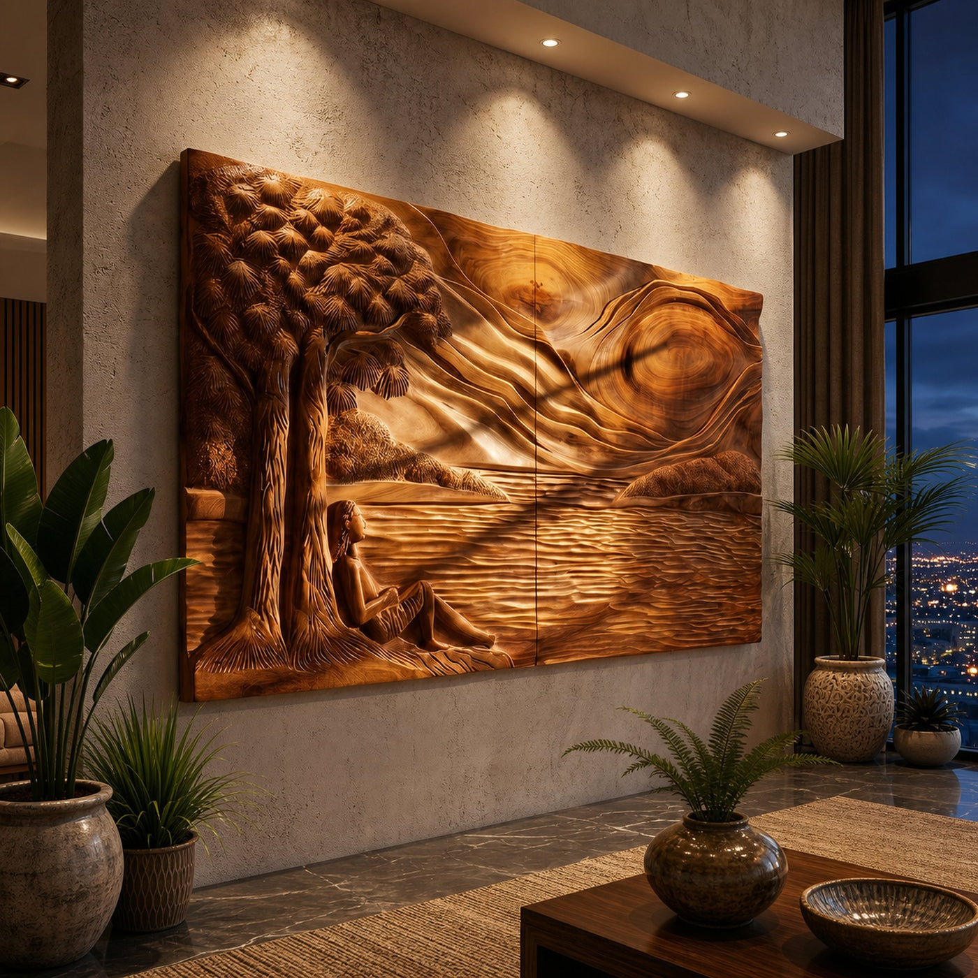 Mountain Forest Wood Wall Art For Rustic Lodge Interior Design