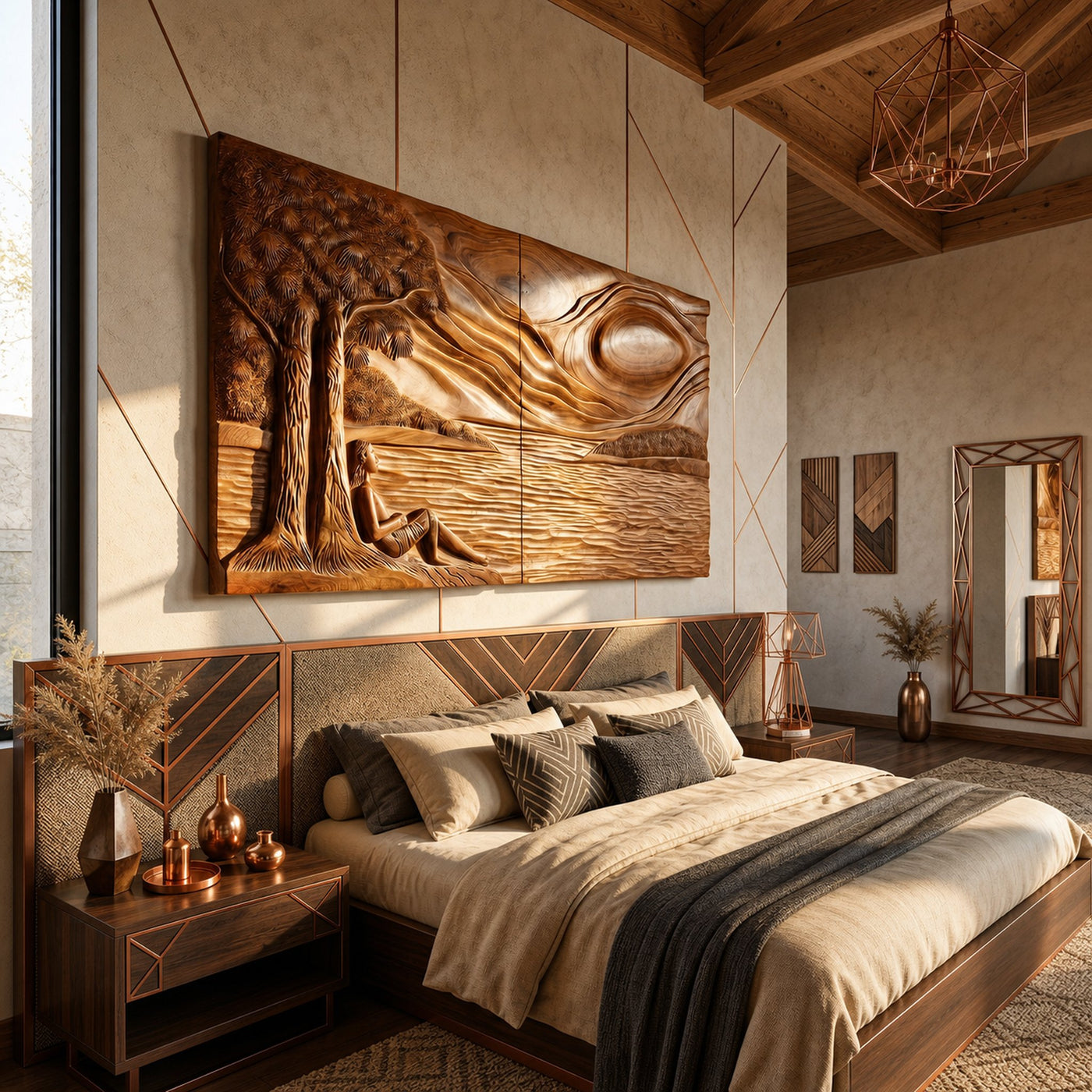 Mountain Forest Wood Wall Art For Rustic Lodge Interior Design - product view 3