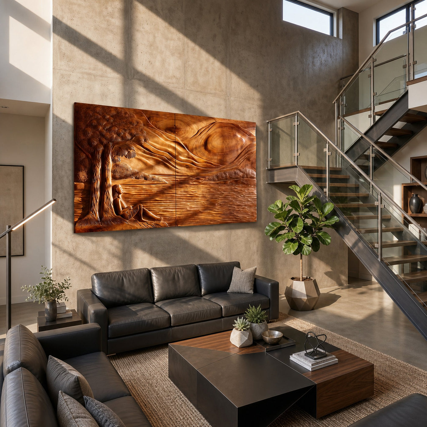Mountain Forest Wood Wall Art For Rustic Lodge Interior Design - product view 4