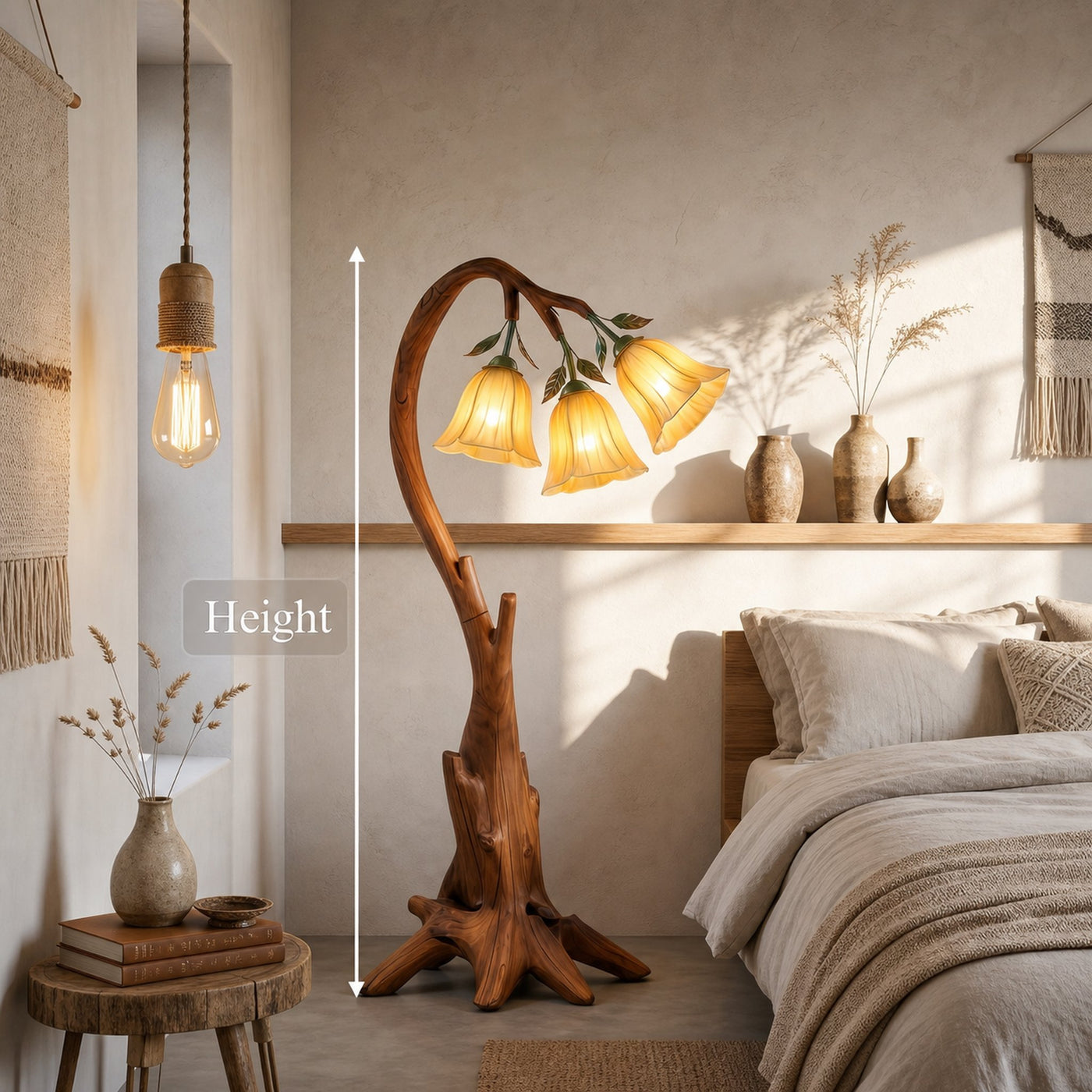 Natural Floor Lamp With Blooming Floral Form For Reading Nook And Bedroom - product view 8